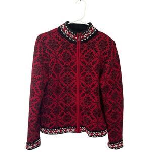 Vintage L.L. Bean Women's Nordic Fair Isle Full Zip Holiday Sweater Size Small